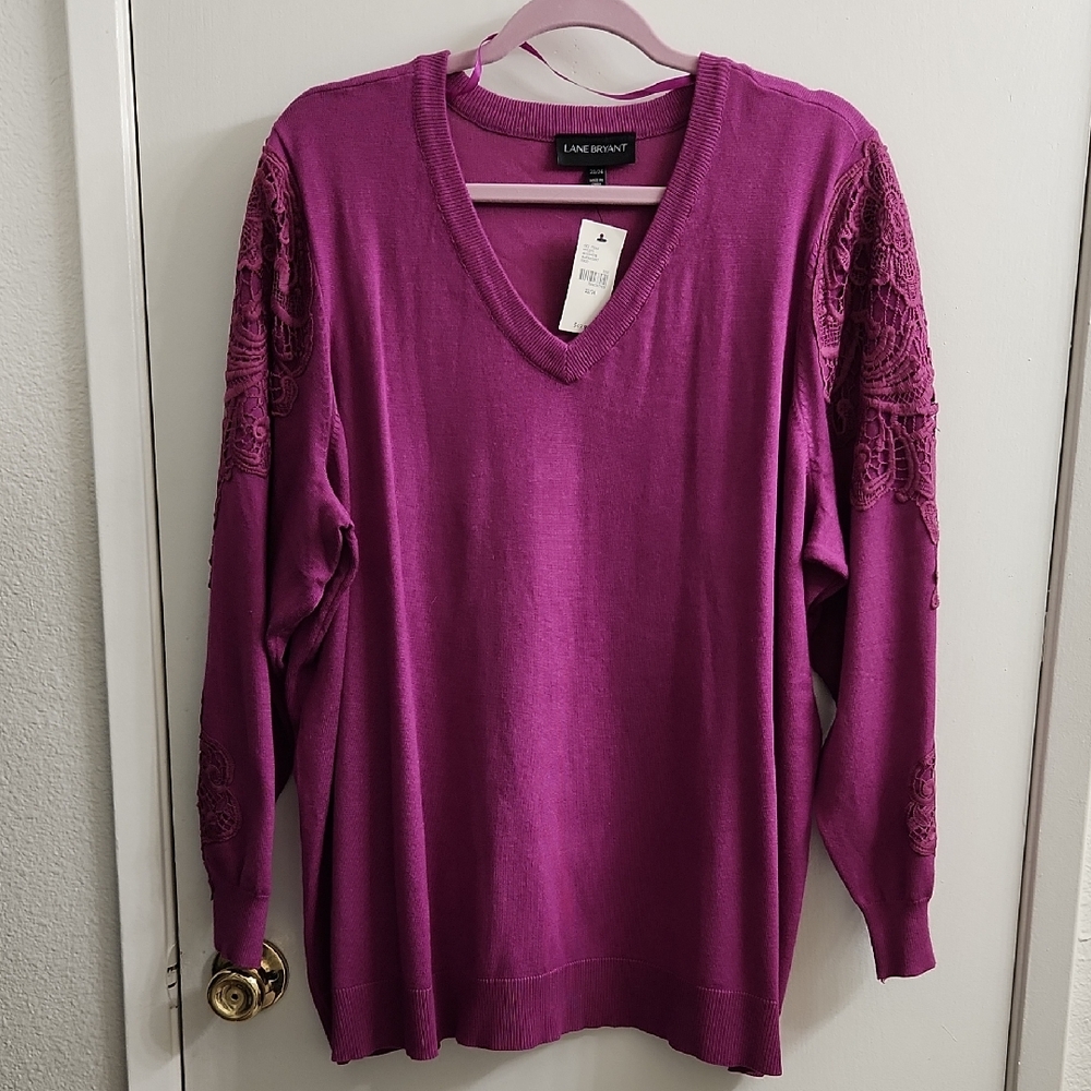 Lane Bryant Women's V-Neck Sweater in Rich Purple
